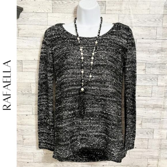 RAFAELLA Petite Black & Gray Sequin Pullover Sweater, XS - Picture 1 of 9